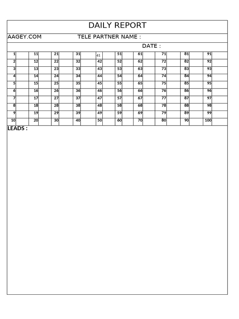 Daily Lead Report Template | PDF