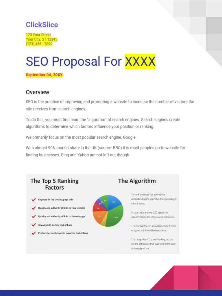 SEO Project Proposal Template | PDF | Search Engine Optimization ...