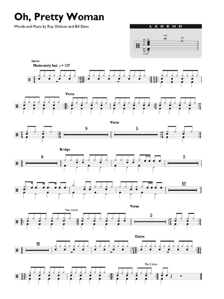 Oh Pretty Womandrum Score | PDF