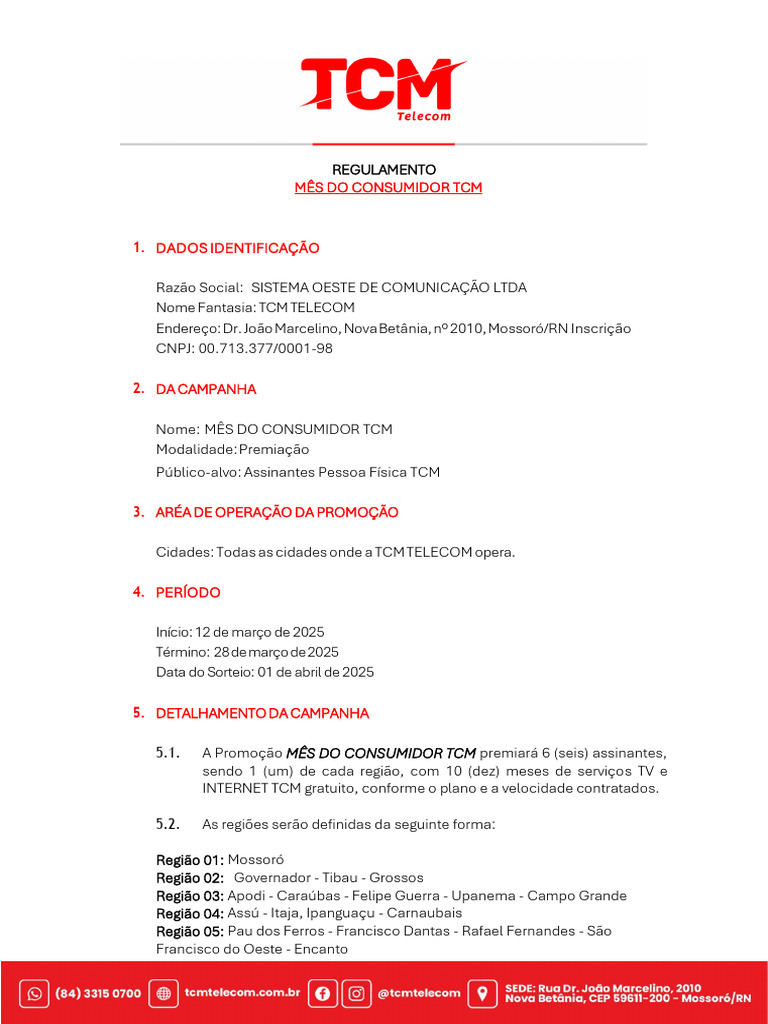 Promoção Mês do Consumidor TCM 2025 | PDF | Internet | Televisão