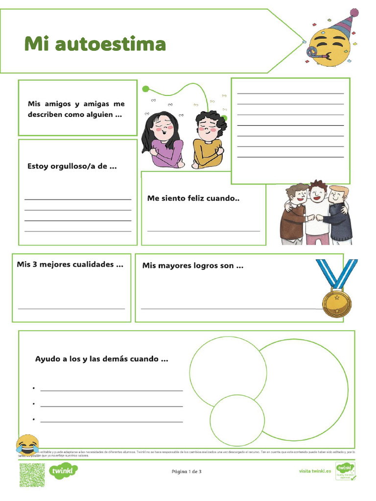 Ficha de Trabajo Mi Autoestima 5° 6° PDF | PDF