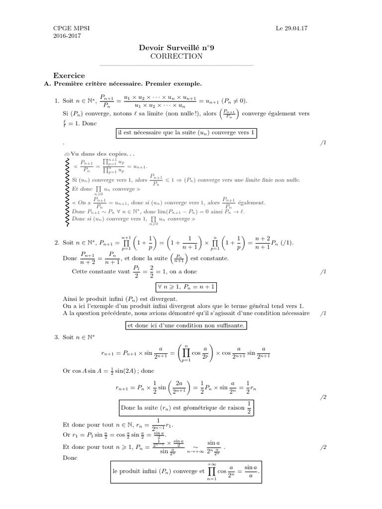 DS9 - Correction | PDF | Déterminant | Matrice (Mathématiques)