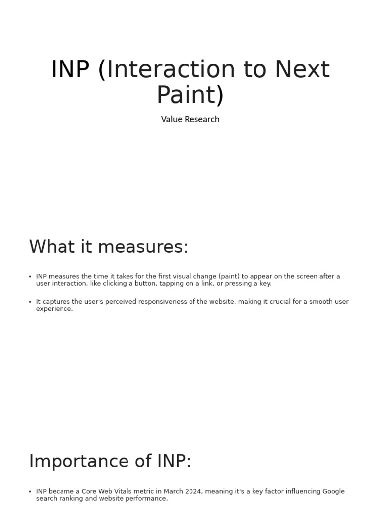 INP (Interaction To Next Paint) | PDF | Button (Computing) | Computing