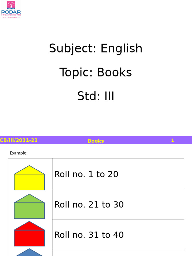English Class III: Exploring Books | PDF