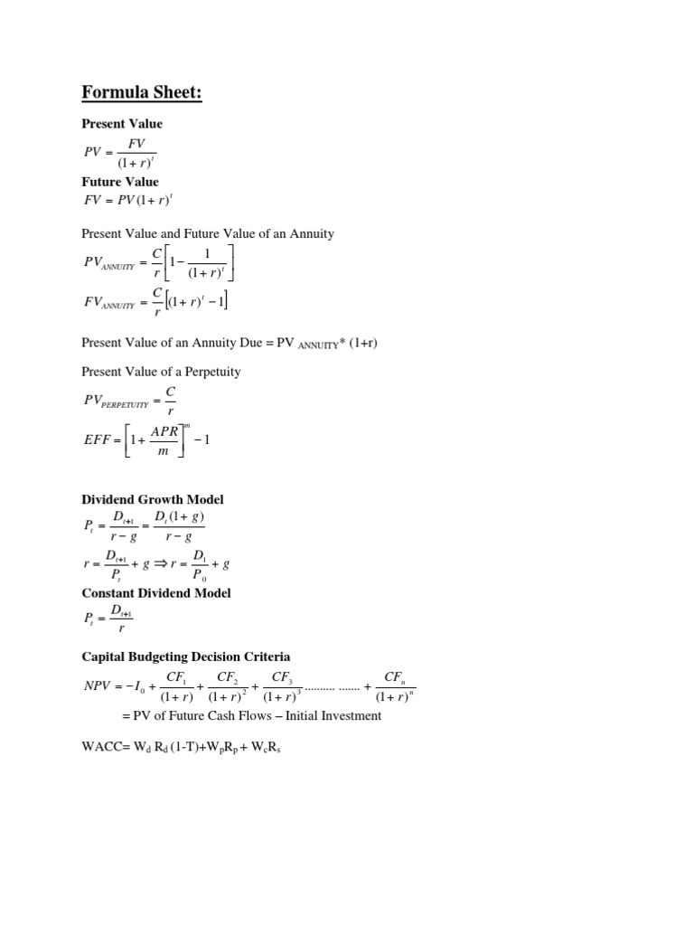 Financial Formulas and Calculations Guide | PDF