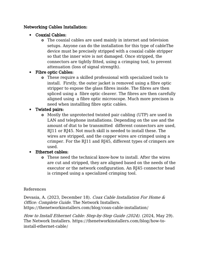 Guide to Networking Cable Installation | PDF