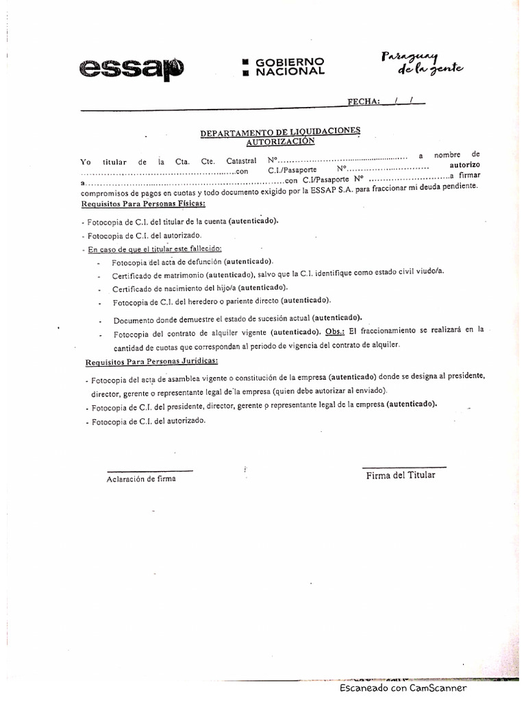 ESSAP Autorización | PDF