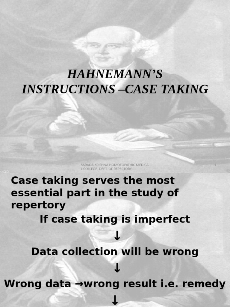 Hahnemann's Case Taking in Homeopathy | PDF | Homeopathy | Physical ...