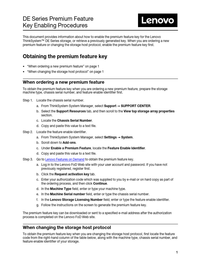 Lenovo de Series Premium Feature Key Enabling Procedures en | PDF ...