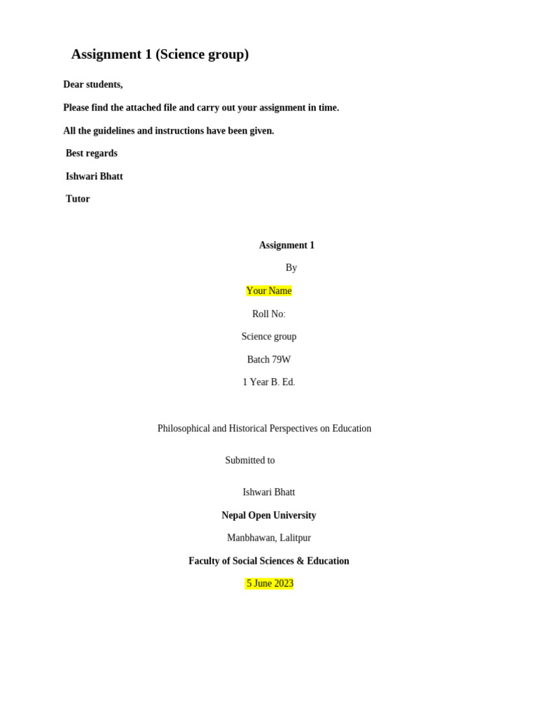 Assignment 1 Sc. Group | PDF