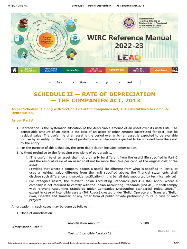 Depreciation Rates Under Companies Act 2013 | PDF | Depreciation ...