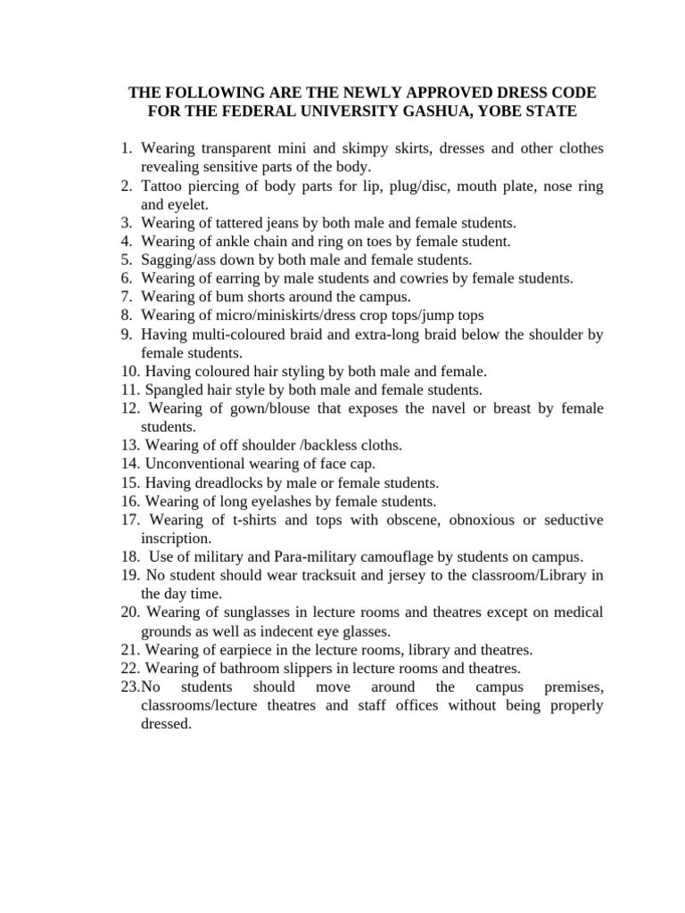 Dress Codde Notice - 085632 | PDF