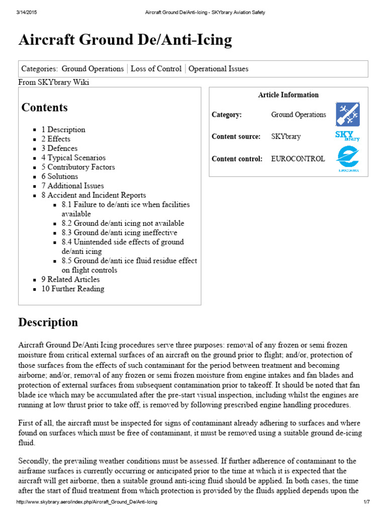Aircraft Ground de - Anti-Icing - SKYbrary Aviation Safety | PDF ...