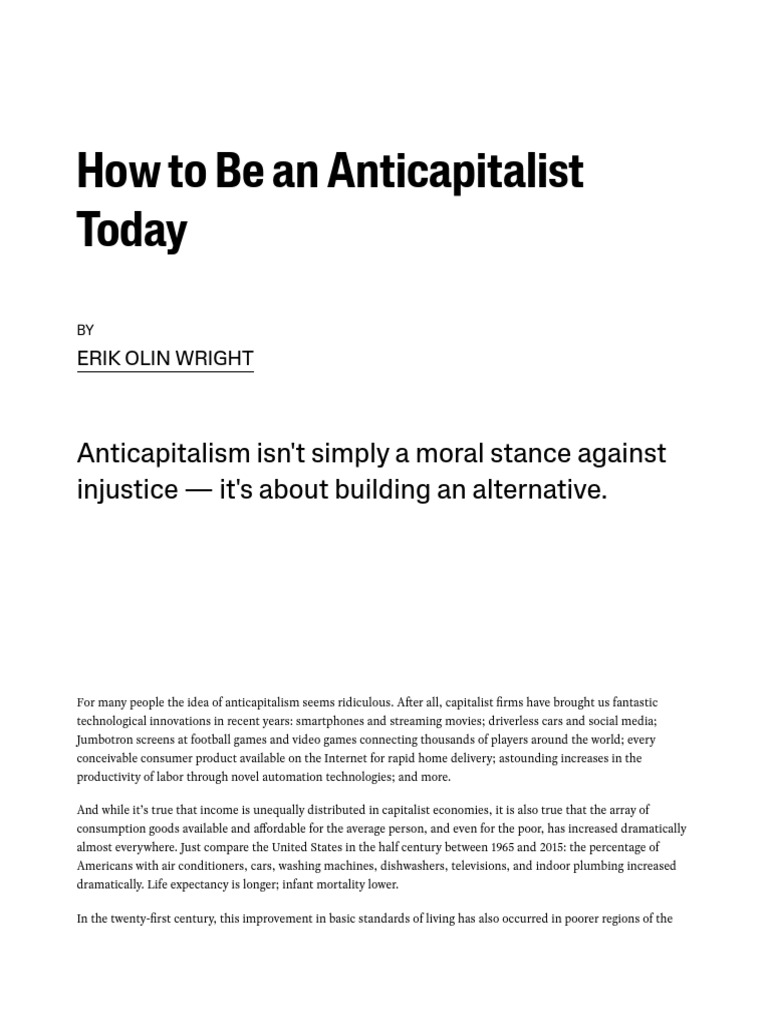 Understanding Anticapitalism Today | PDF | Capitalism | Socialism