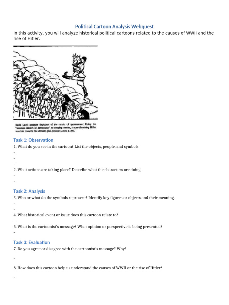 WWII Political Cartoon Analysis Guide | PDF