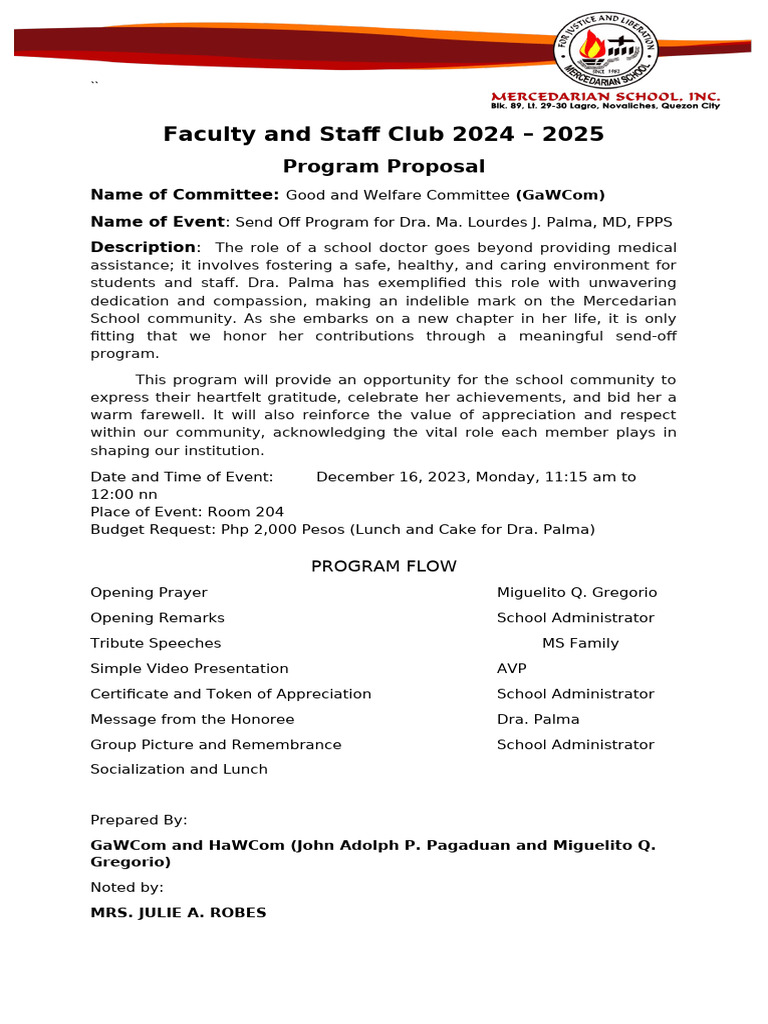 Send Off Proposal | PDF