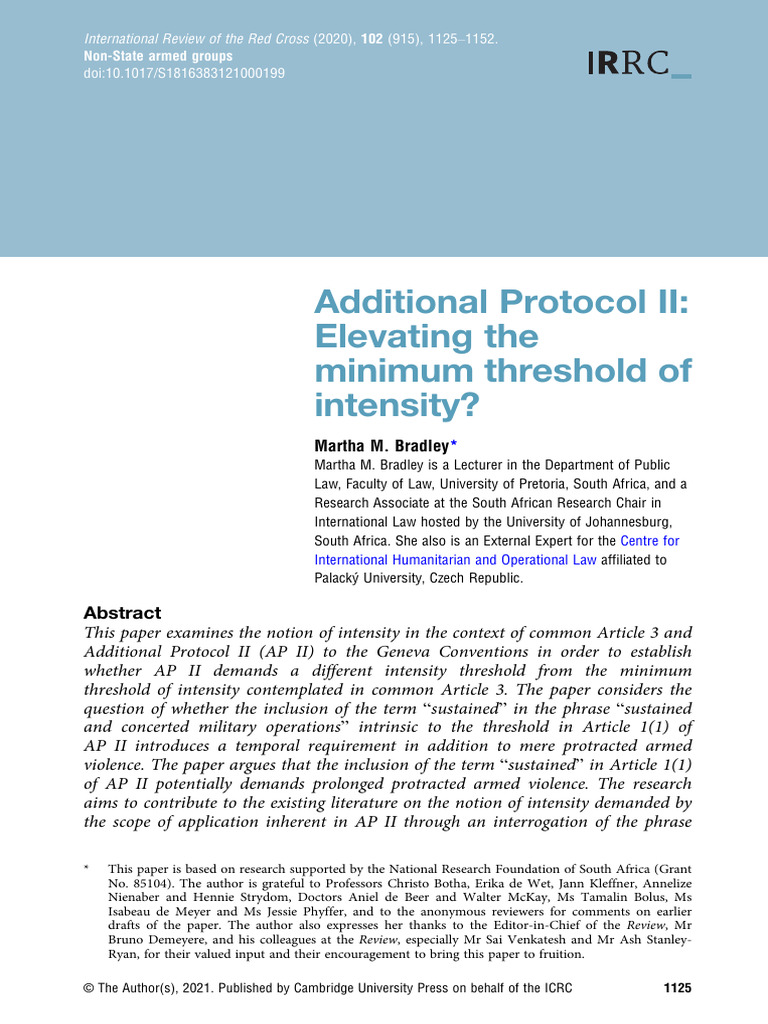 Intensity Threshold in Additional Protocol II | PDF | Geneva ...