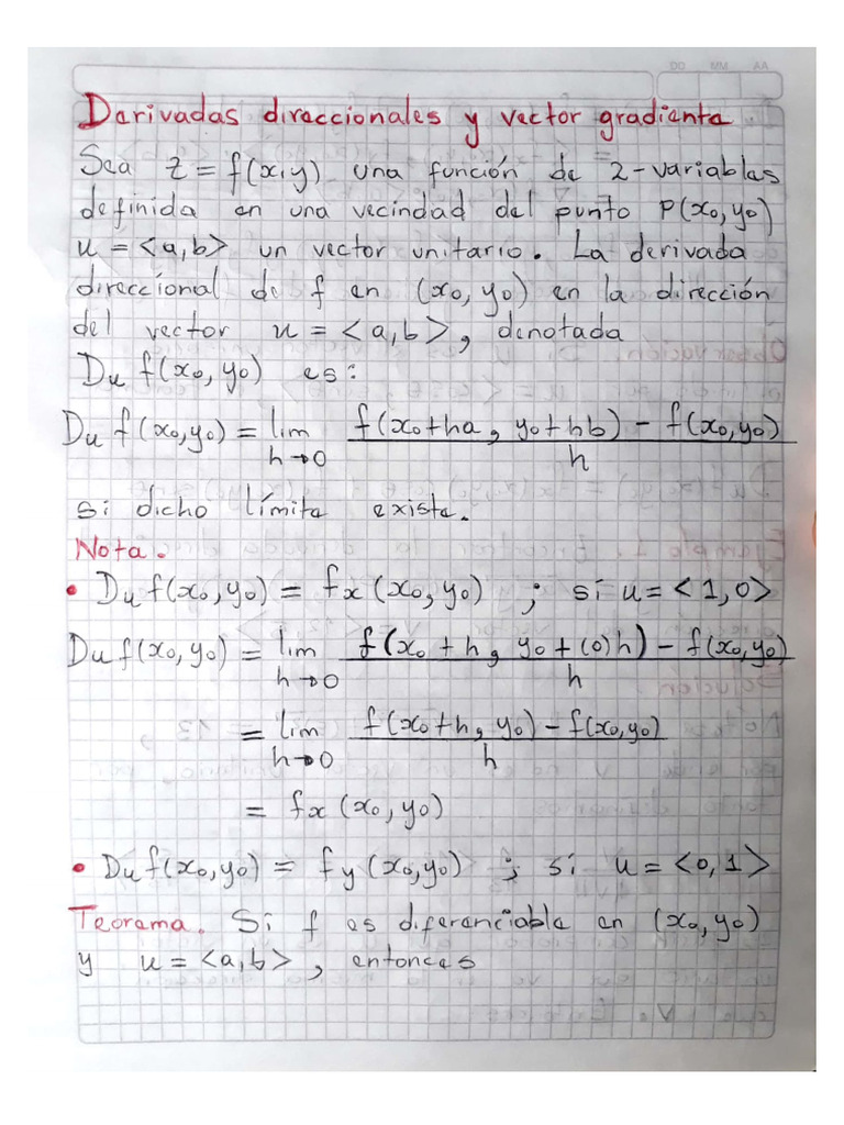 Clase 8.derivada Direccional y El Vector Gradiente. | PDF