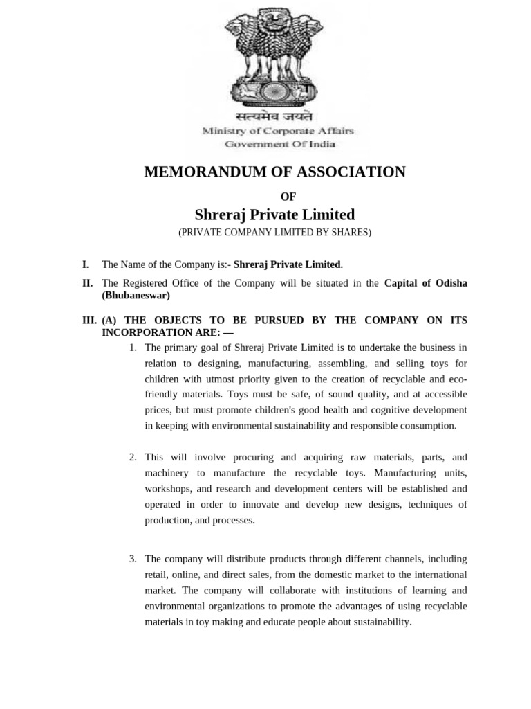 MOA As Per New Companies Act 2013 | PDF | Banks | Negotiable Instrument