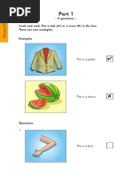 Cambridge Starters Reading & Writing Test | PDF