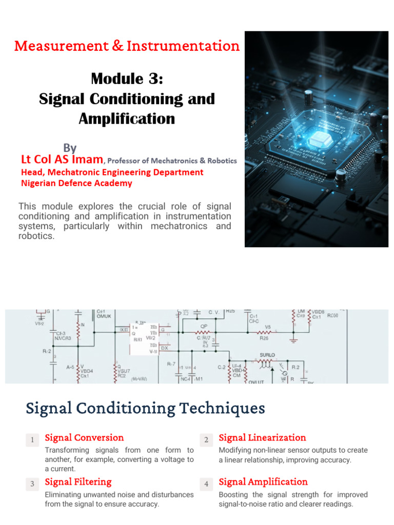 Signal Conditioning in Mechatronics | PDF | Amplifier | Electronic Filter