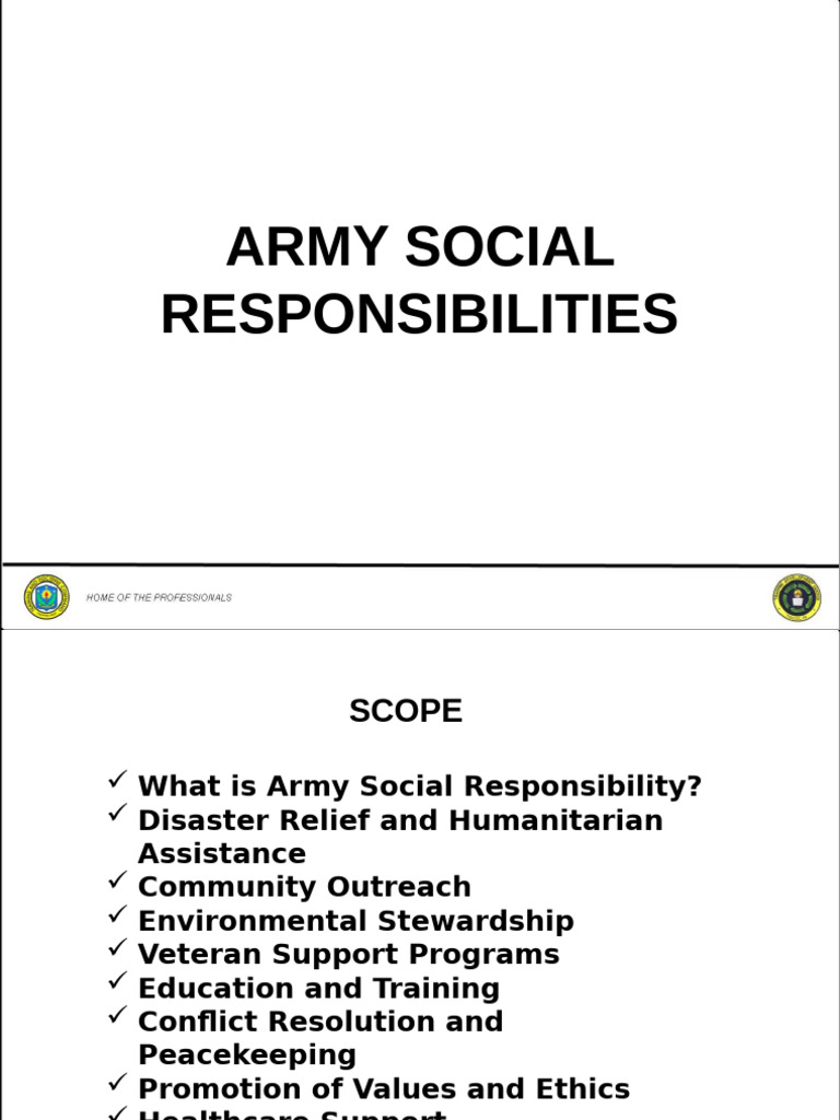 Army Social Responsibility Initiatives | PDF | Humanitarian Aid ...