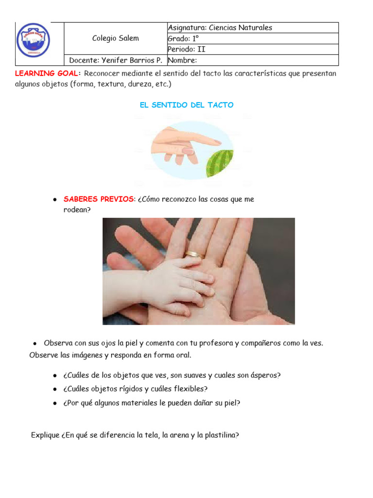 Características del Tacto para Niños | PDF