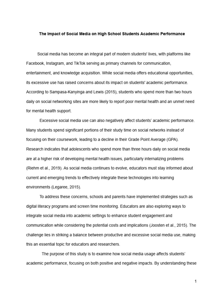 Social Media's Impact on High School GPA | PDF | Social Media | Popular ...