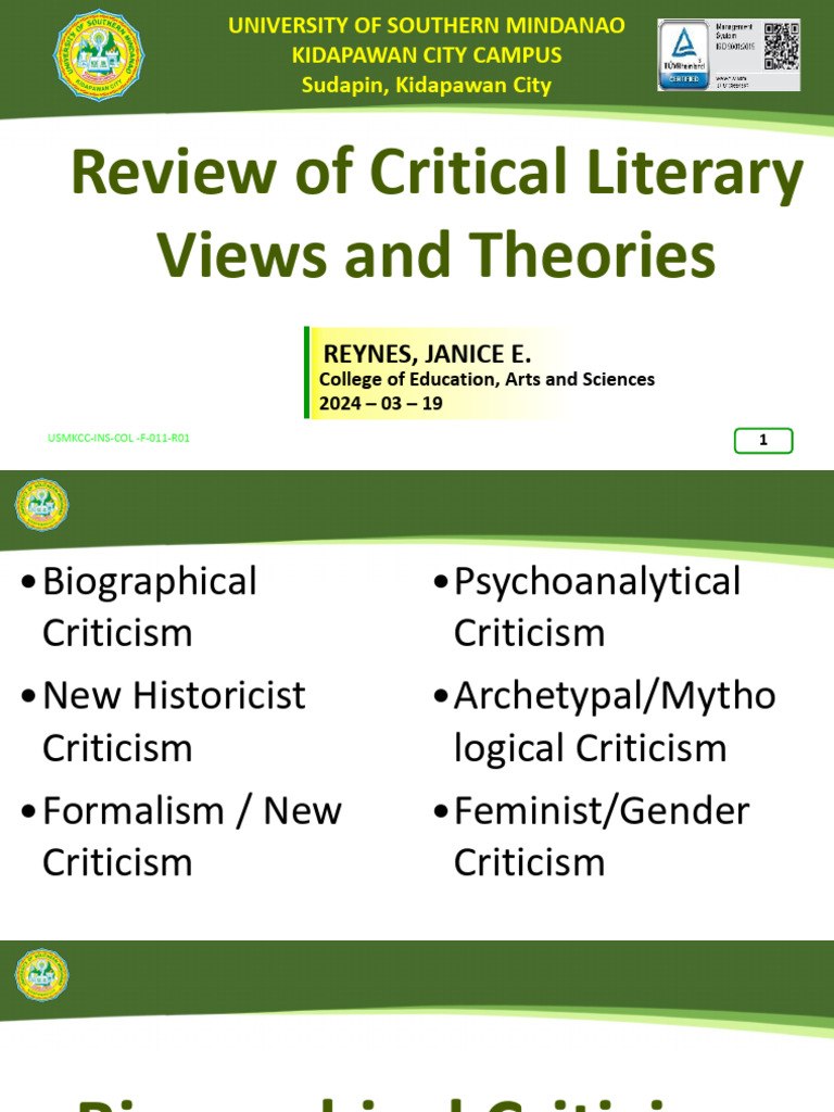 2.2 Review of Critical Literary Views and Theories | PDF ...