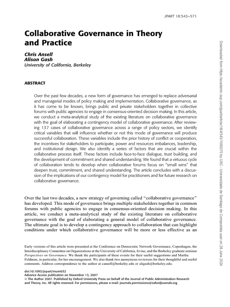 Understanding Collaborative Governance | PDF | Governance | Policy