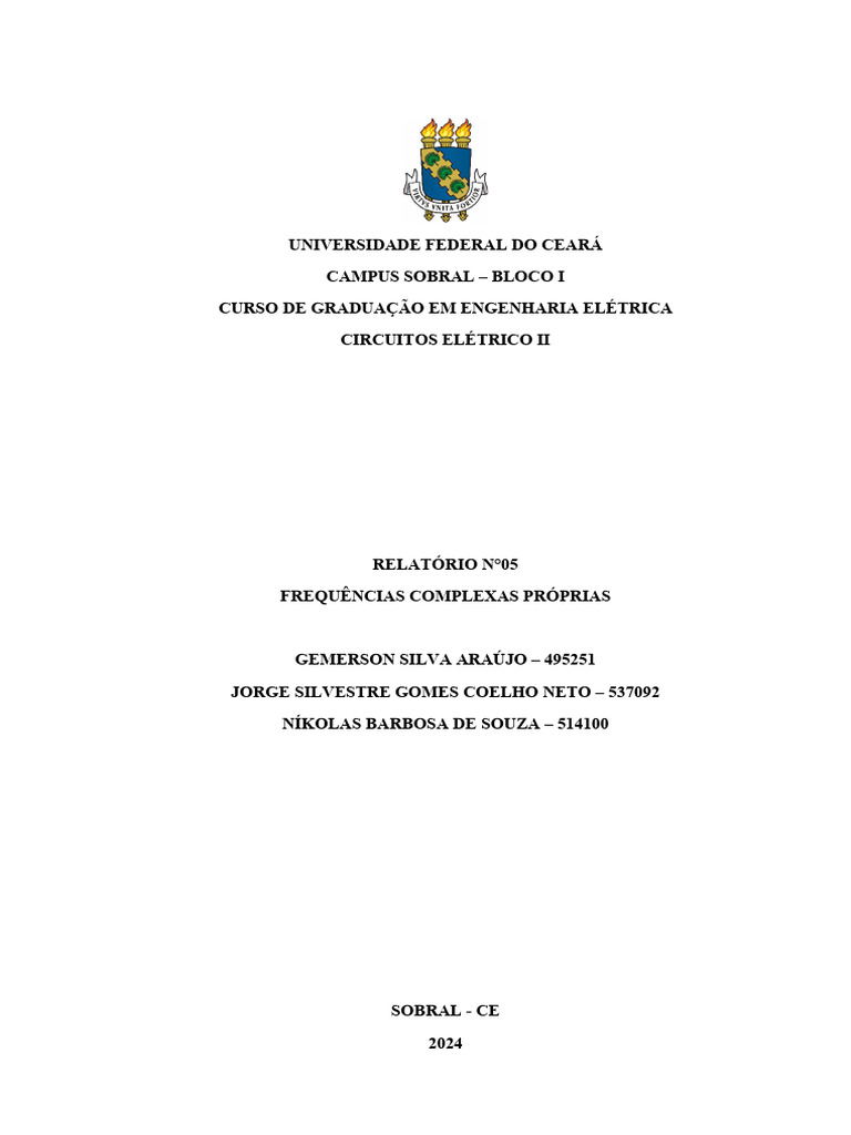 Análise de Frequências Complexas em Circuitos | PDF | Rede elétrica ...