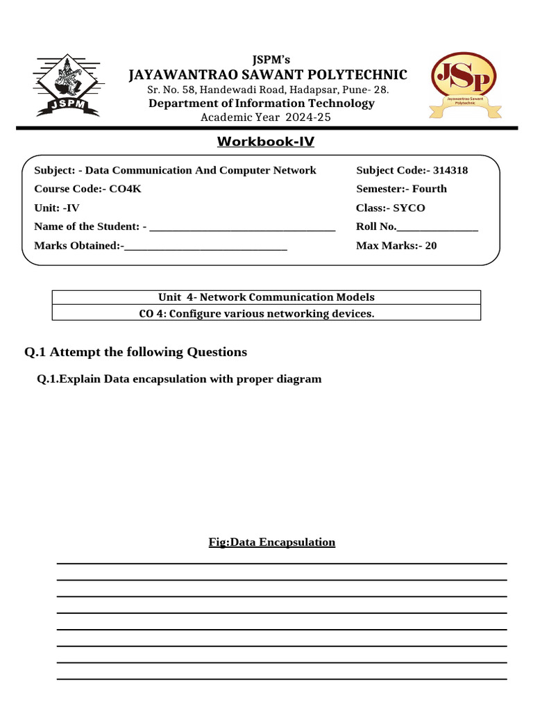 Network Communication Models Workbook | PDF