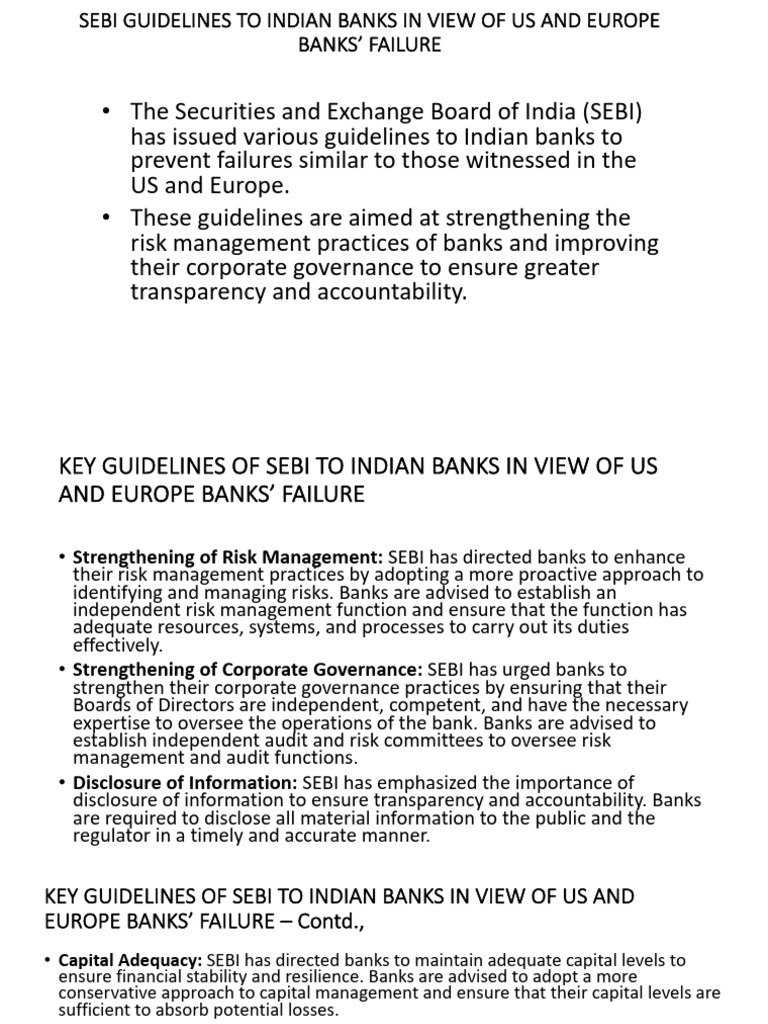 SEBI Guidelines for Indian Banks' Stability | PDF | Audit | Corporate ...