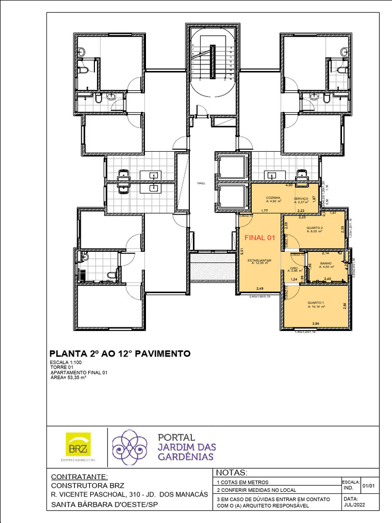 Plantas de Apartamentos Torre 01 BRZ | PDF