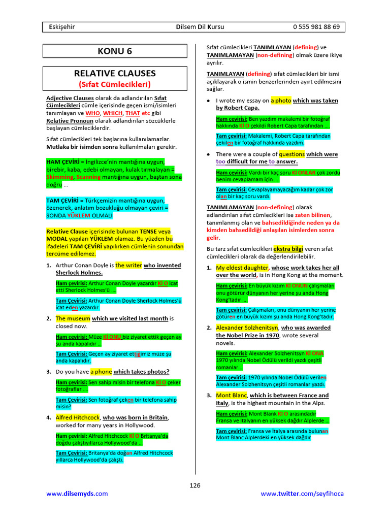 11-Konu 6 - Relative Clauses | PDF