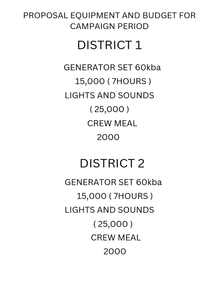 Equipment and Budget Proposal Summary | PDF