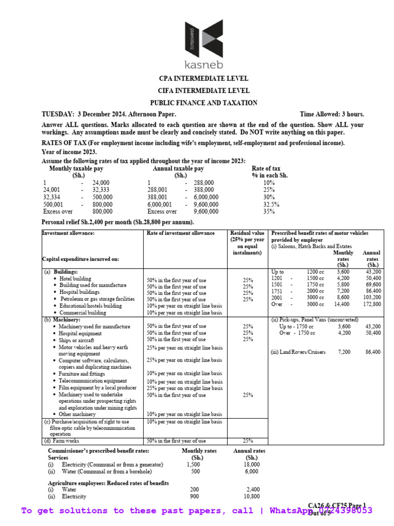 CIFA & PFT Past Papers Overview | PDF | Taxes | Value Added Tax