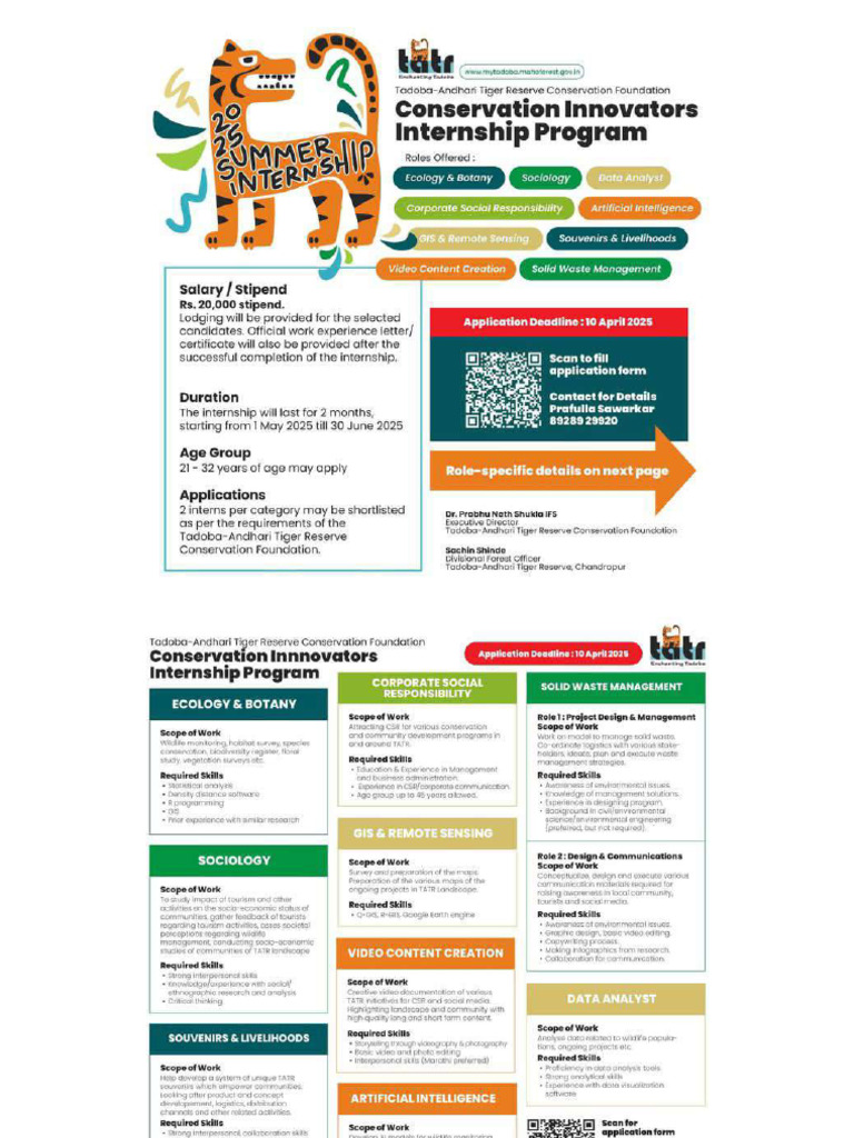 Updated Post - Summer Internship Program 2025 - Tadoba-Andhari Tiger ...