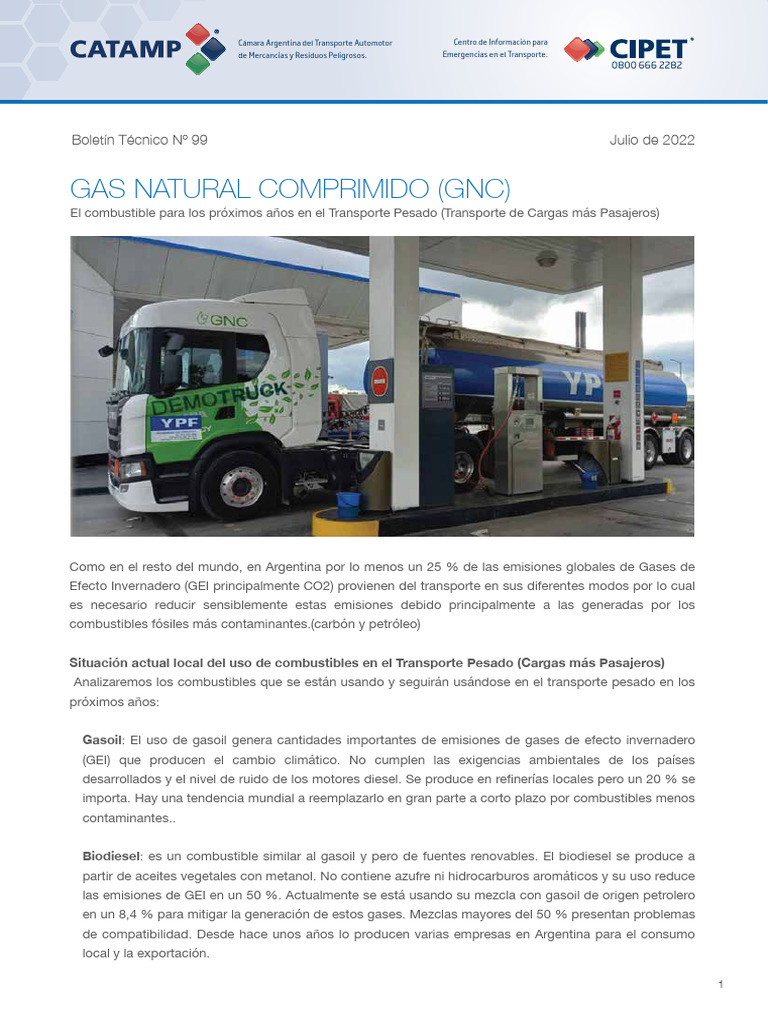 BOLETÍN TÉCNICO Nº99 - Gas Natural Comprimido | PDF | Combustible ...