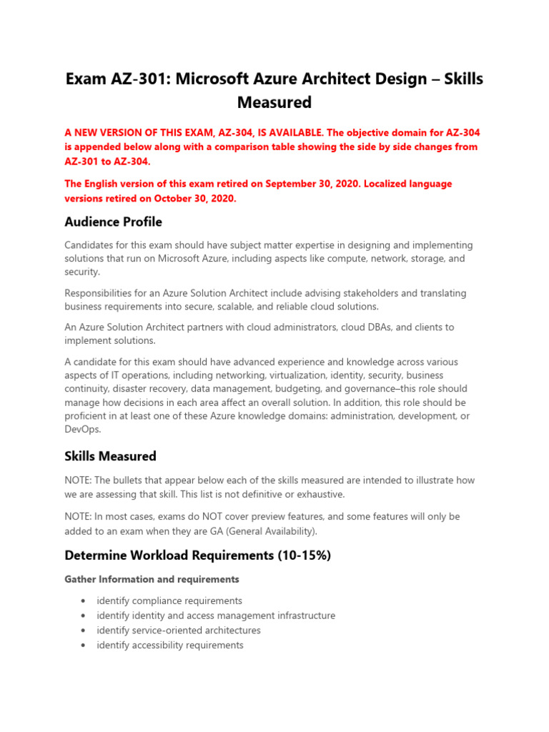 AZ-301 Exam Overview for Azure Architects | PDF | Computer Network ...