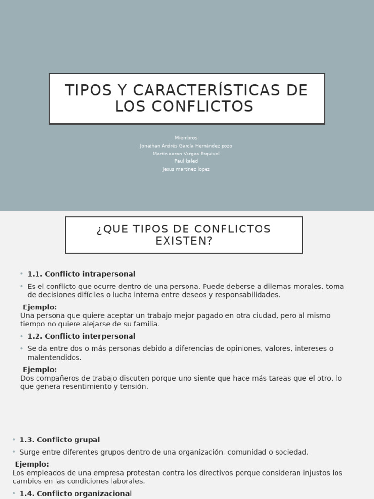 Tipos y características de conflictos | PDF | Desigualdad social ...