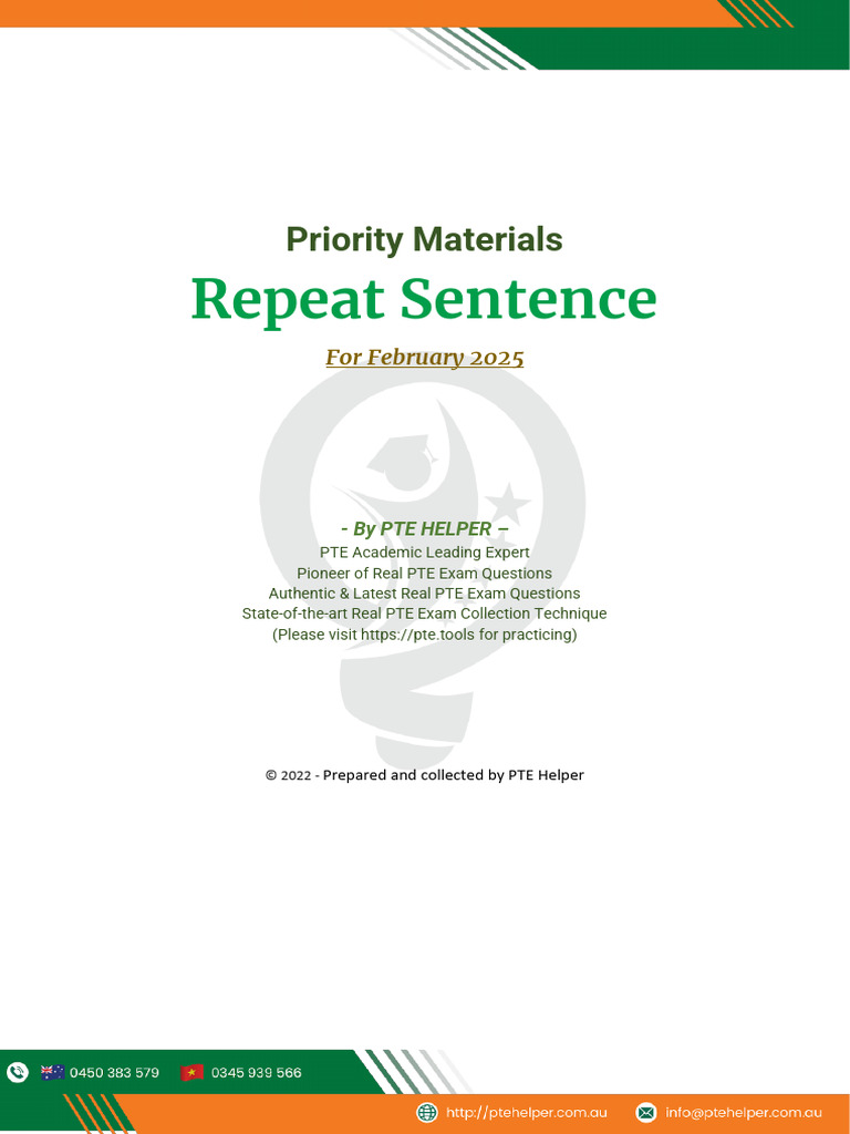 Repeat Sentence Priority Materials HELPER February 2025 | PDF | Lecture ...