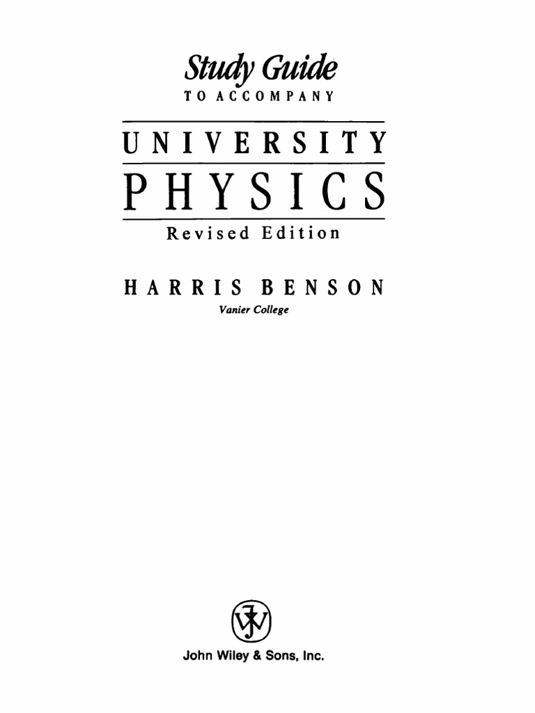 University Physics Workbook Benson | PDF