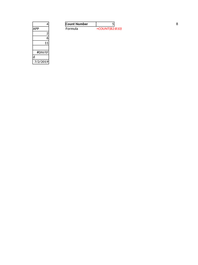 Excel Count Function | PDF
