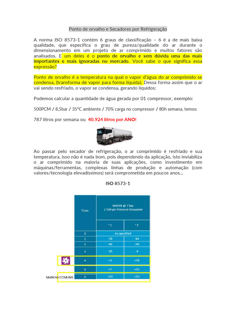 Secadores RDP: Ponto de Orvalho e Qualidade | PDF | Refrigeração ...