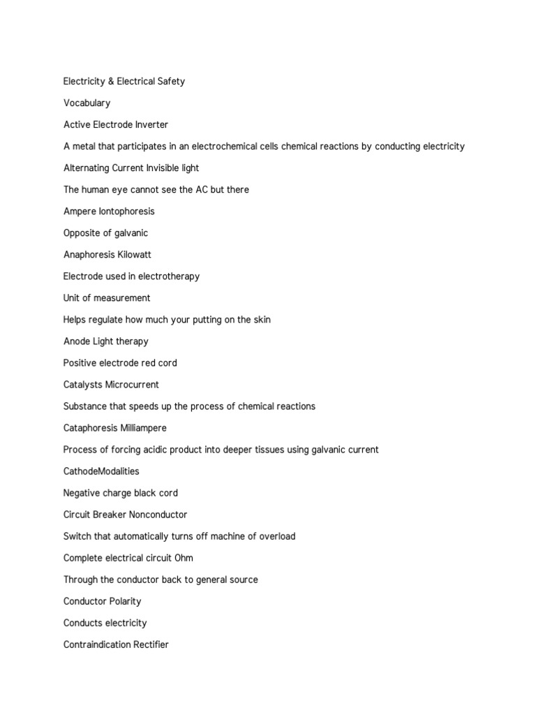Electricity and Electrical Safety Terms | PDF | Direct Current ...