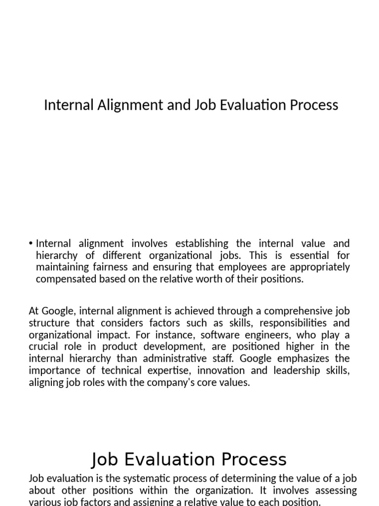 Job Evaluation for Internal Alignment | PDF | Evaluation | Goal