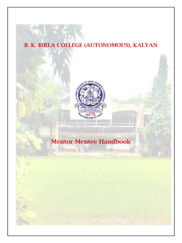 BKBCK Mentor Mentee Handbook | PDF | Mentorship