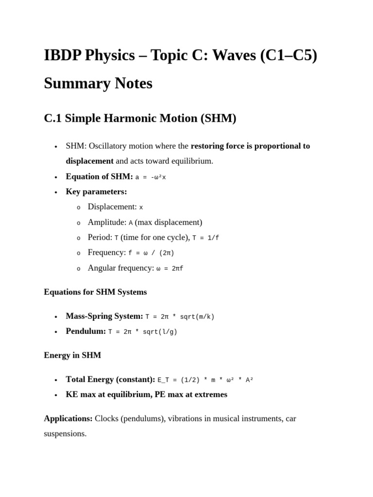 SHM and Wave Phenomena in Physics | PDF | Waves | Oscillation