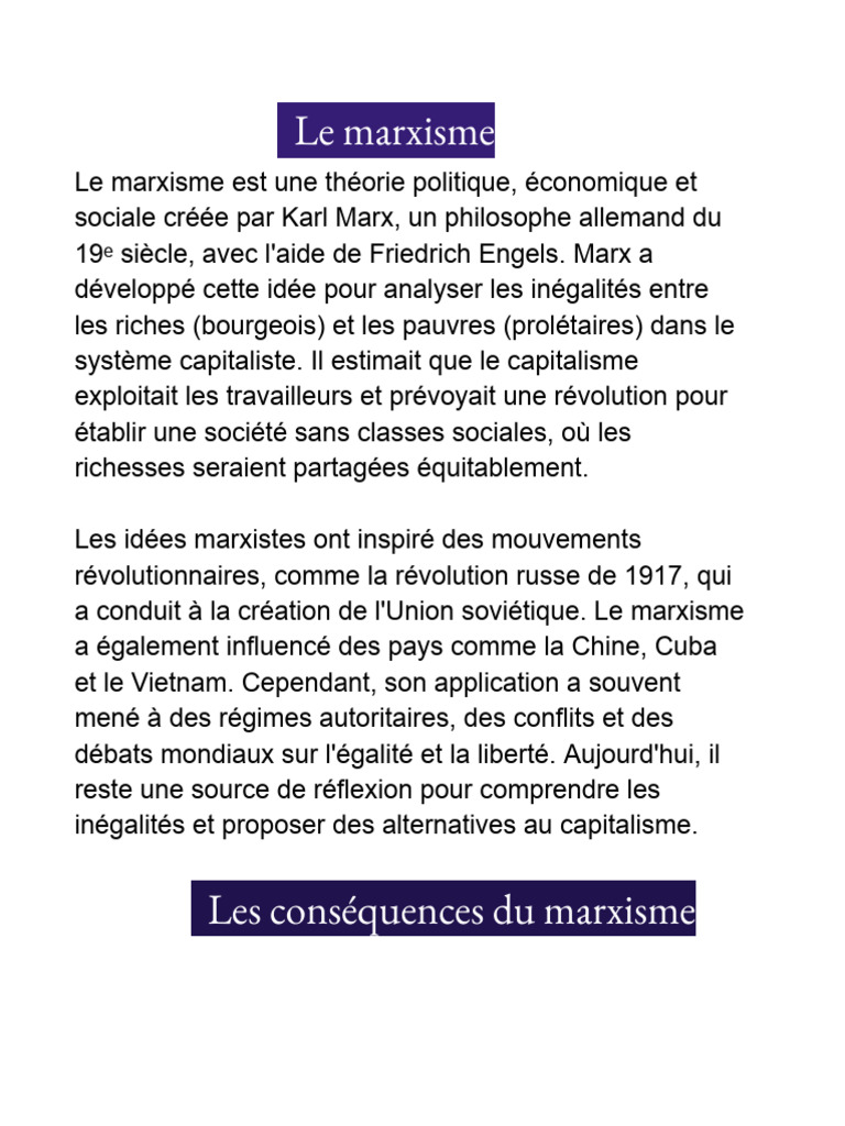 Comprendre le marxisme et ses impacts | PDF | Marxisme | Révolutions